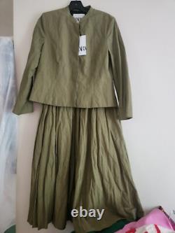 Veste courte froissée Zara Set + Jupe longue Collection Zw Taille L Verte Neuve avec étiquettes
