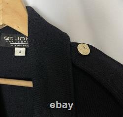 Veste de la collection St. John avec ensemble jupe, bouton doré, bleu marine, taille 4