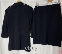 Veste de la collection St. John avec ensemble jupe, bouton doré, bleu marine, taille 4