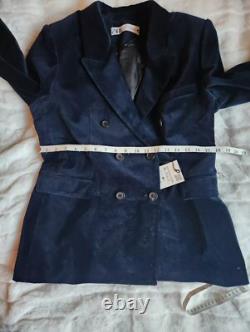 Veste en velours croisée Zara co-ord + Pantalons bleu nuit Collection Zw XL