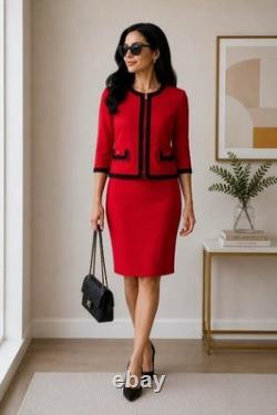 Veste et jupe St John Collection rouge et noir 2/4