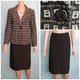 Veste Et Jupe En Maille Marron St John Collection, Taille L, Taille 12/10, Costume 2 Pi&egrave;ces, Boutons, Multicolore