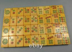 Vintage 1930's Ap Games Two Tone Mahjong Mahjongg Set Bakelite Racks, Bank & Die