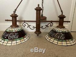 Vintage Coca-cola Lampe Vitrail Plafond Suspendu Lumière Set Ombre De Deux (2)