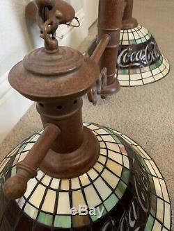 Vintage Coca-cola Lampe Vitrail Plafond Suspendu Lumière Set Ombre De Deux (2)