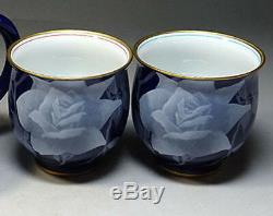 Vintage Japanese Tea Pot Et Deux Bols Set Signé Koransha