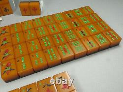 Vintage Wafer Back Amber Catalin Two Tone Jus De Pomme Mahjong Mahjonng Set