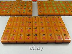 Vintage Wafer Back Amber Catalin Two Tone Jus De Pomme Mahjong Mahjonng Set