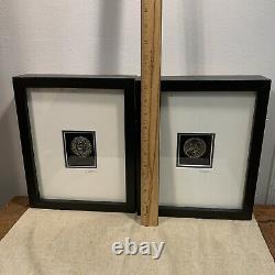 Vntg Framed Signed Cukierset Of Two Shadow Box Framed Art Pieces Abstract Art