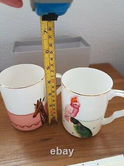 Yvonne Ellen Tea Time Set Of Two Mugs Parrot & Giraffe New In Box