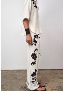 ZARA SS25 ZW Collection NWT Ensemble Coordonné Chemise et Pantalon Brodé Floral Taille M
