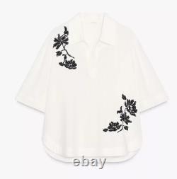 ZARA SS25 ZW Collection NWT Ensemble Coordonné Chemise et Pantalon Brodé Floral Taille M