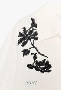 ZARA SS25 ZW Collection NWT Ensemble Coordonné Chemise et Pantalon Brodé Floral Taille M